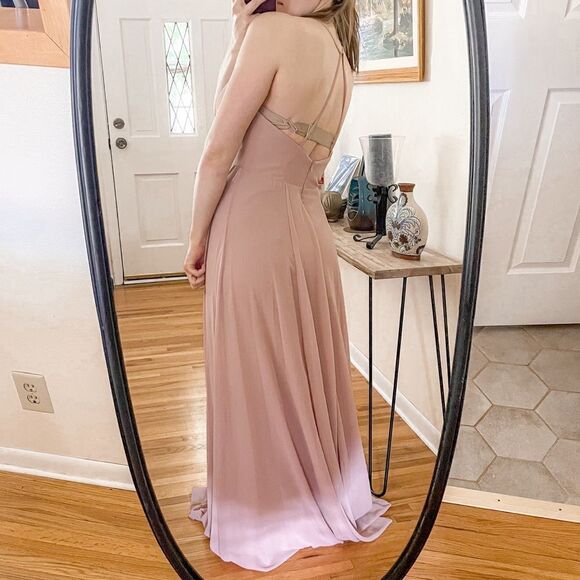 Jenny Yoo Collection Bridesmaid Chiffon Maxi Dress Blush - Picture 2 of 9